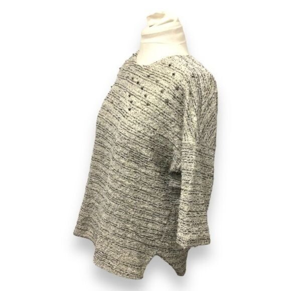 H&M Women’s Half Sleeve Crew Neck Speckled Knit Spike Studded Sweater, Size M - Picture 3 of 9
